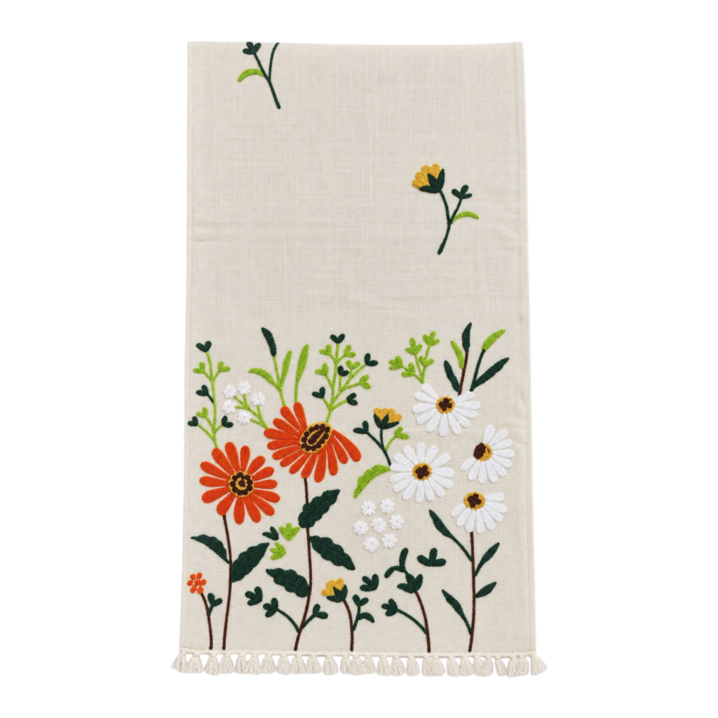 Mustard Tassel Plain Cotton Table Runner