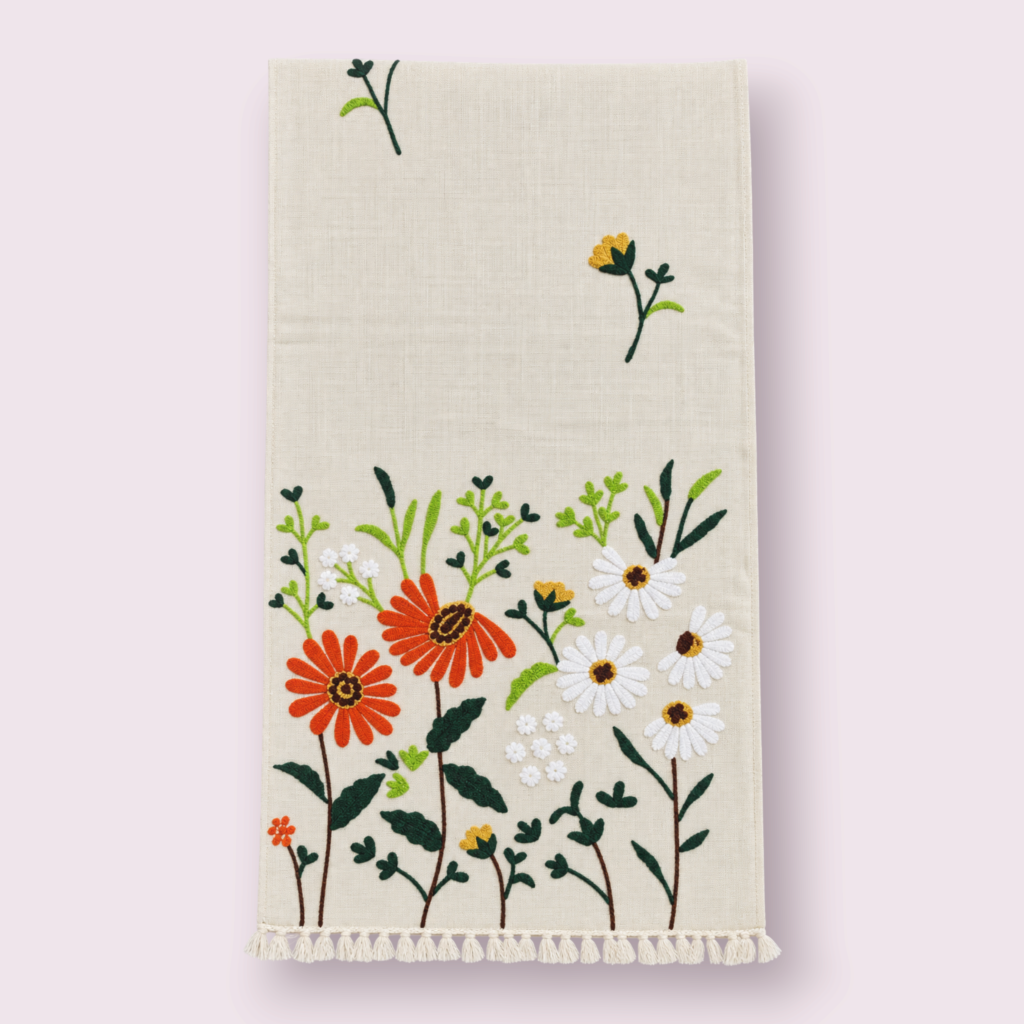 Mustard Tassel Plain Cotton Table Runner