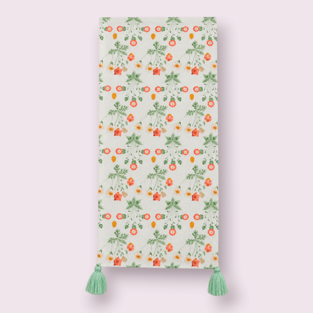 Jaipur Floral Block Print Cotton Table Runner